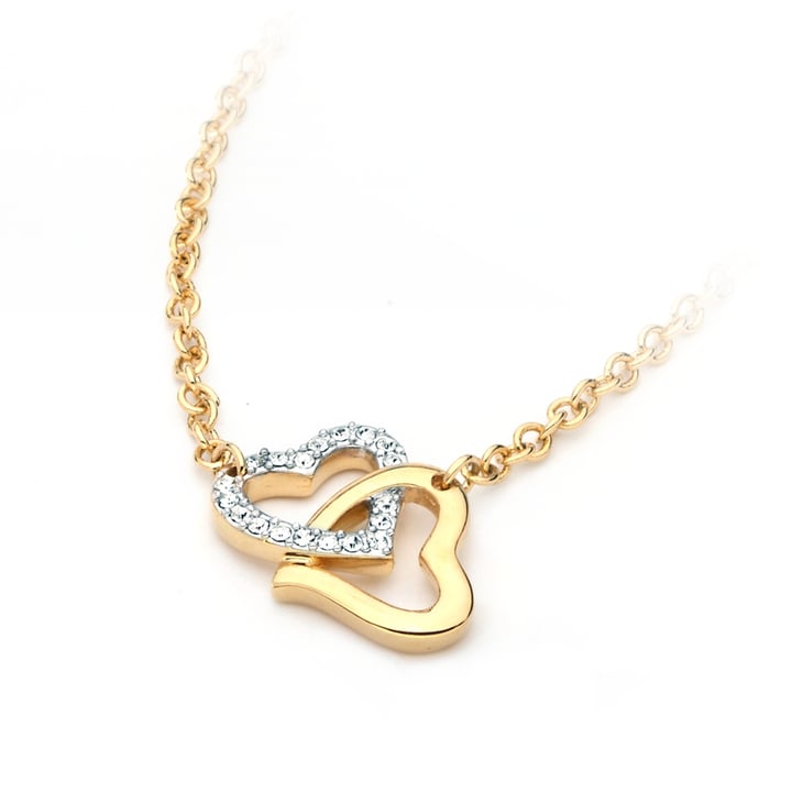 MYJS Match Heart Necklace Two Tone Pendant with Swarovski Crystals Valentine