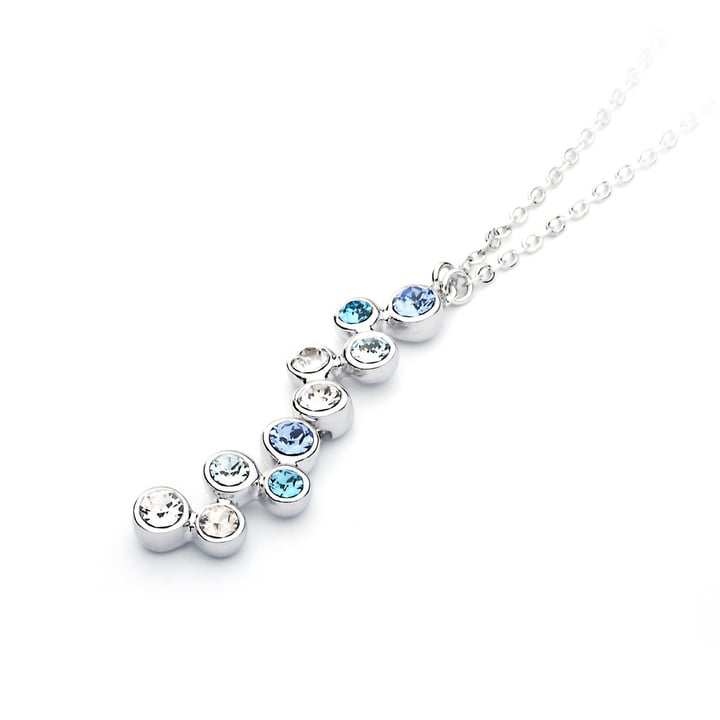 Fidelity Pendant with Blue Swarovski Crystals Bubbles Drop Bridal Rhodium Plated