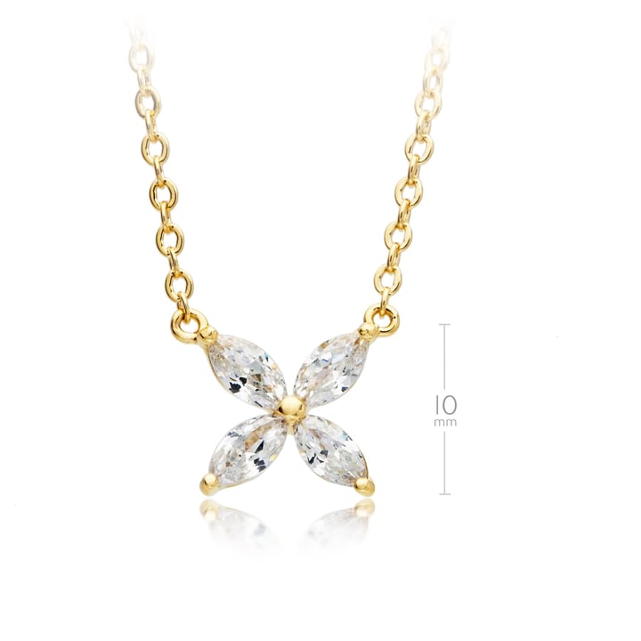 Victoria Flower Marquise CZ Pendant Necklace Bridal Gold Plated