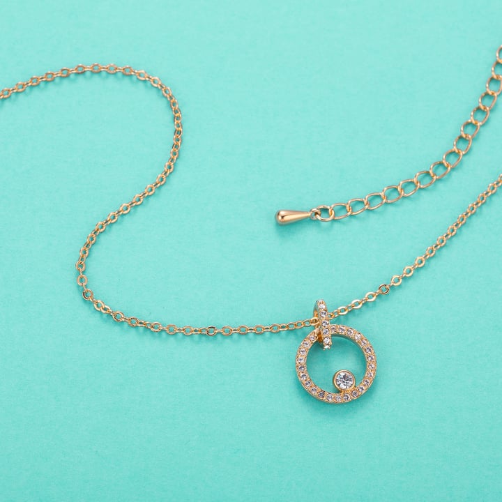 Halo Creativity Circle necklace with Swarovski Crystals Rose Gold GP MYJS Bridal