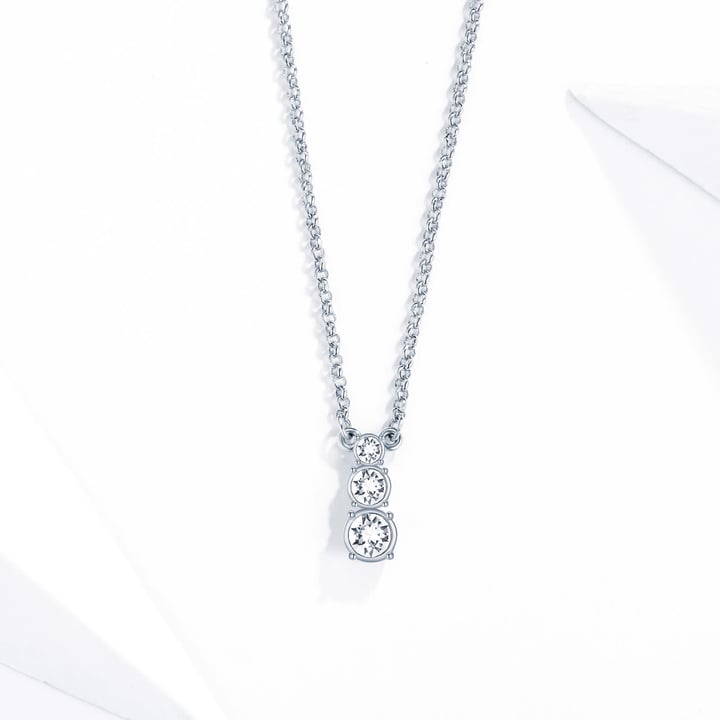 Attract Trilogy Round Pendant with Clear Austrian Crystals Rhodium Plated