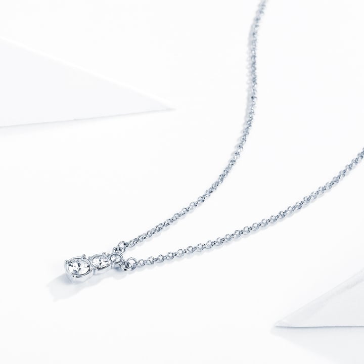 Attract Trilogy Round Pendant with Clear Austrian Crystals Rhodium Plated