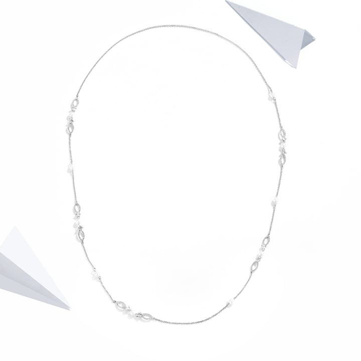 Regal White Pearl Standage with Clear Austrian Crystals Rhodium Plated