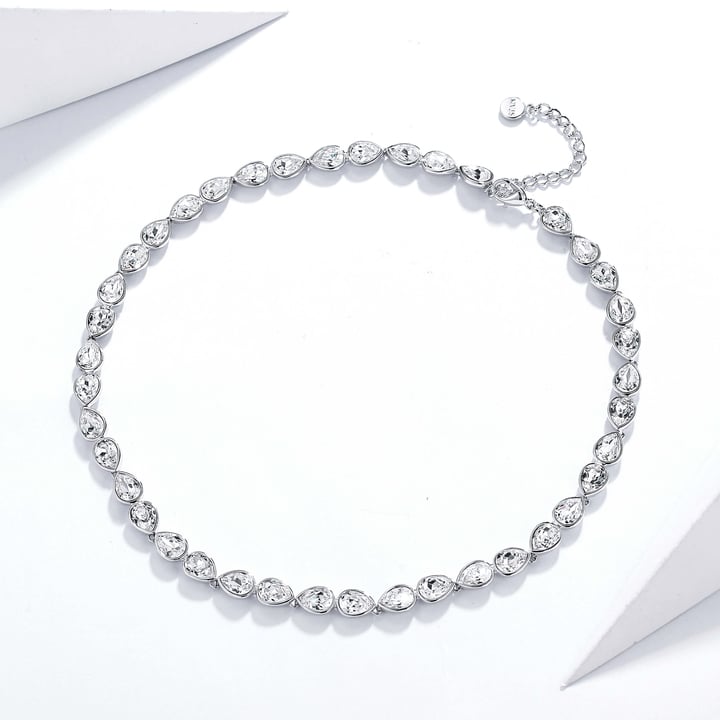 Talesia Necklace with Clear Swarovski Crystals Rhodium Plated Bridal