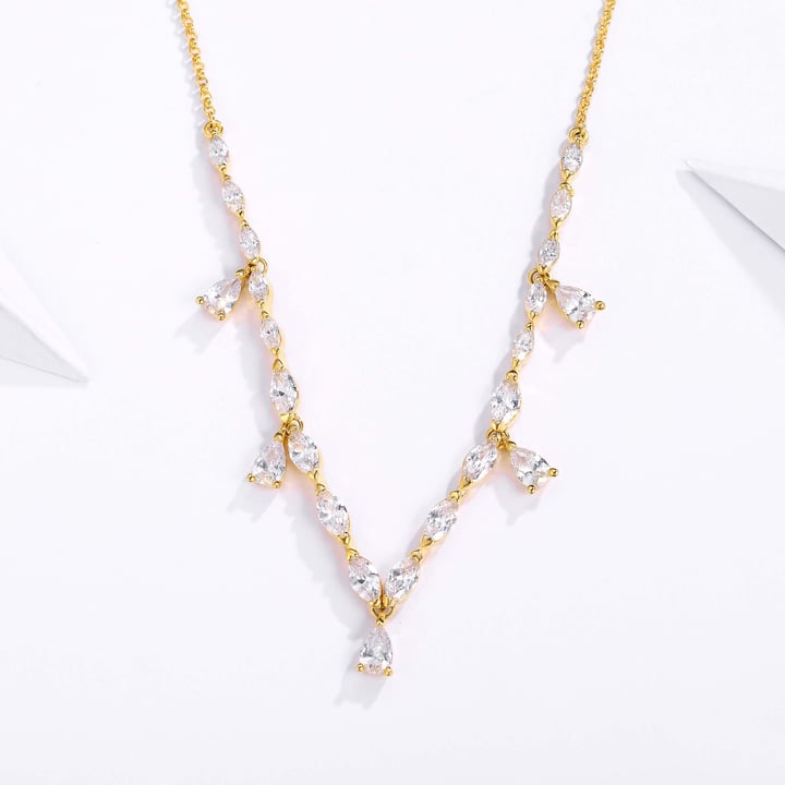 Louison Layer Necklace with Clear Cubic Zirconia Gold Plated