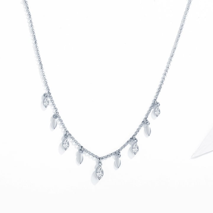 Mayfly Layer Necklace with Clear Swarovski Crystals Rhodium Plated
