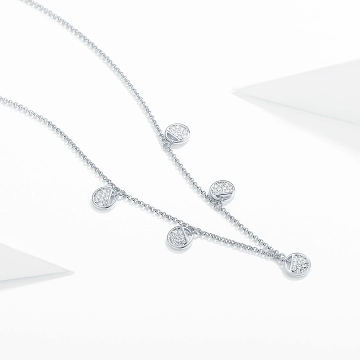 Ginger Layered Necklace with Clear Swarovski Crystals Rhodium Plated