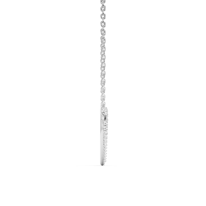 Open Heart Statement Pave Necklace Clear Crystals Rhodium Plated