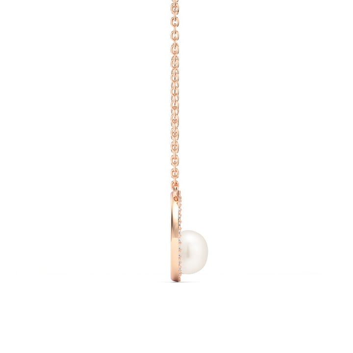 Halo Freshwater Pearl Necklace White Freshwater Pearl Rose Gold Plated