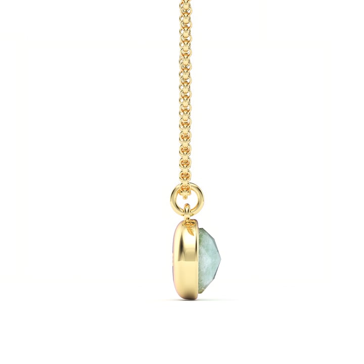 Round Rose Cut Green Aventurine Pendant Gold Plated