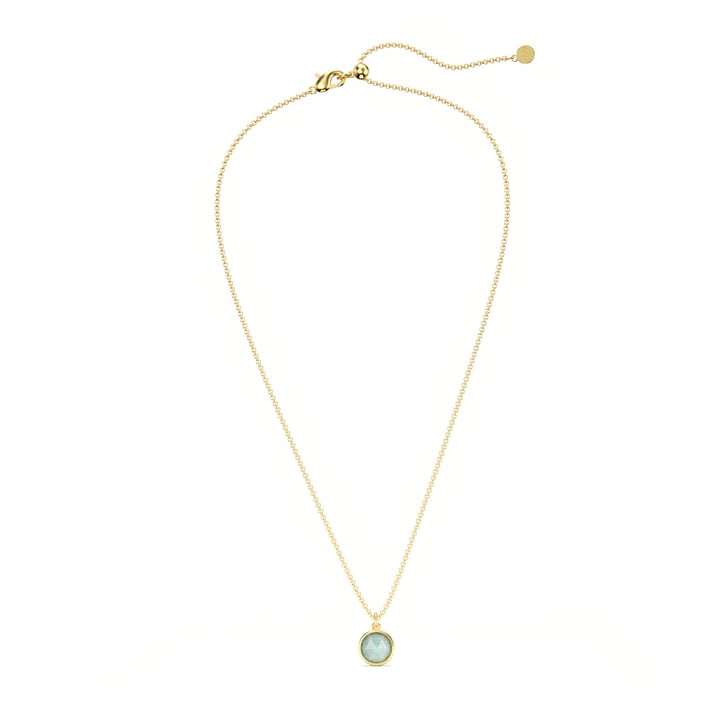 Round Rose Cut Green Aventurine Pendant Gold Plated