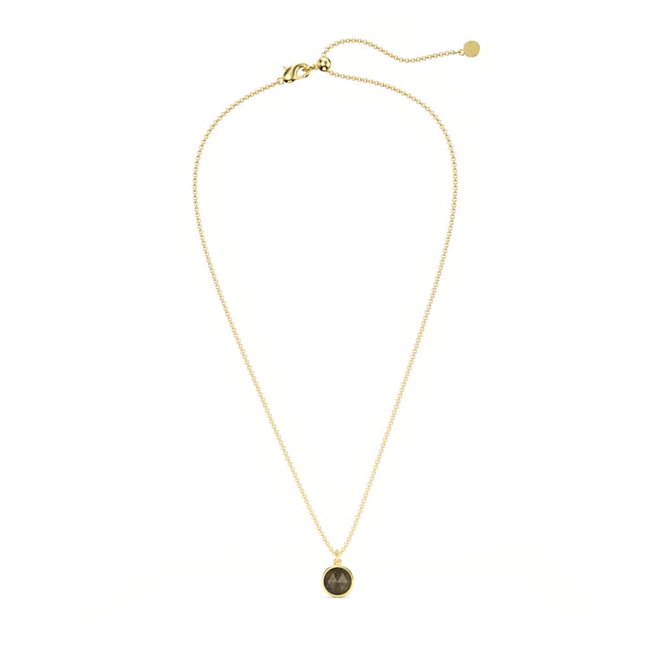 Round Rose Cut Grey Moonstone Pendant Gold Plated