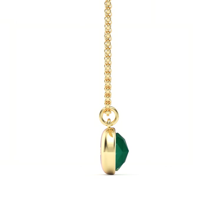 Round Rose Cut Green Onyx Pendant Gold Plated