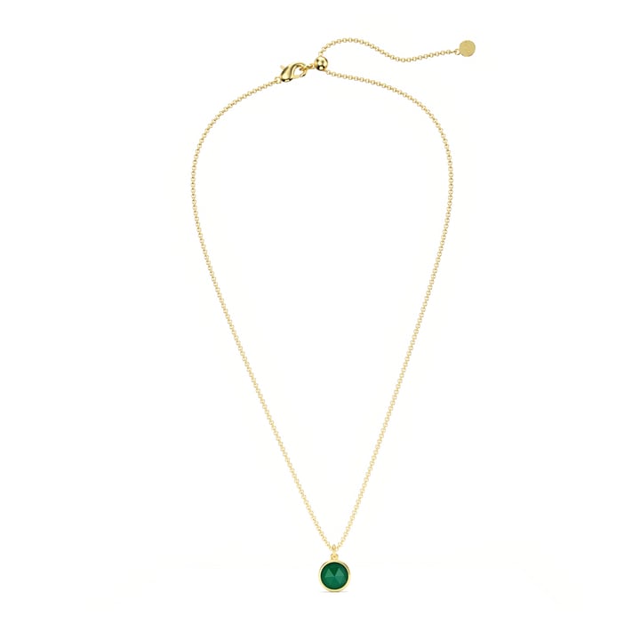 Round Rose Cut Green Onyx Pendant Gold Plated