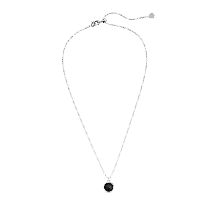 Round Rose Cut Black Onyx Pendant Rhodium Plated