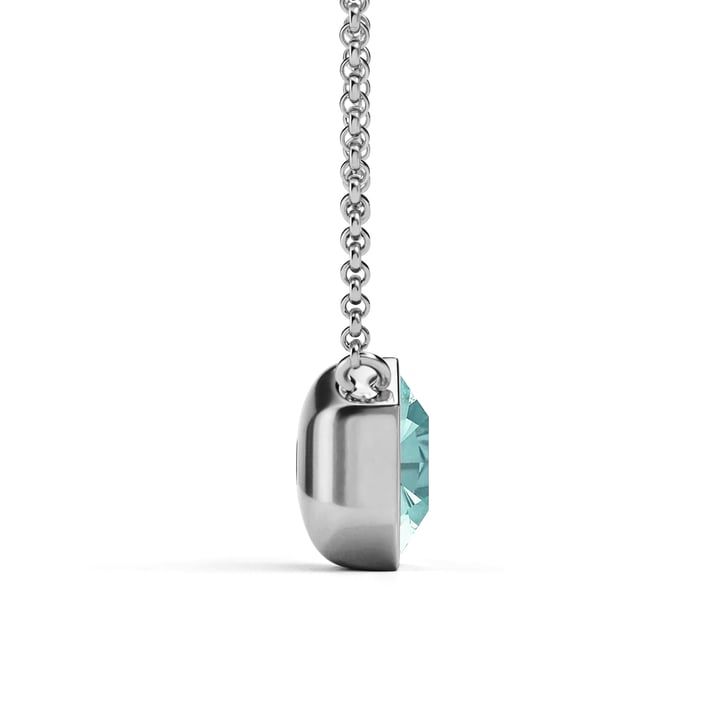 Octagon Pendant Necklace with Light Turquoise Crystals Rhodium Plated