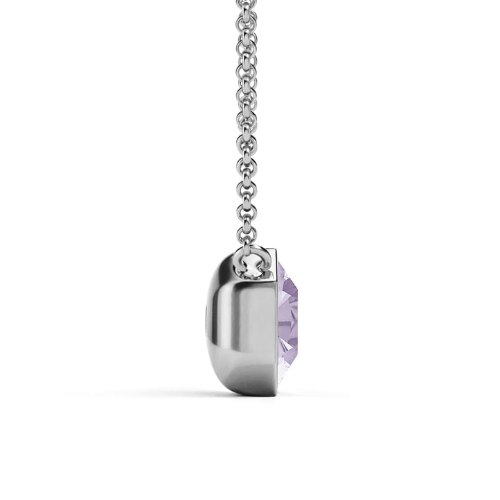 Octagon Pendant Necklace with Violet Crystals Rhodium Plated