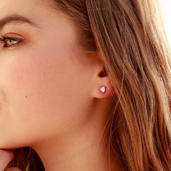 Solitaire Heart Clear Cubic Zirconia Sterling Silver Stud Earrings 5mm Rose Gold Plated