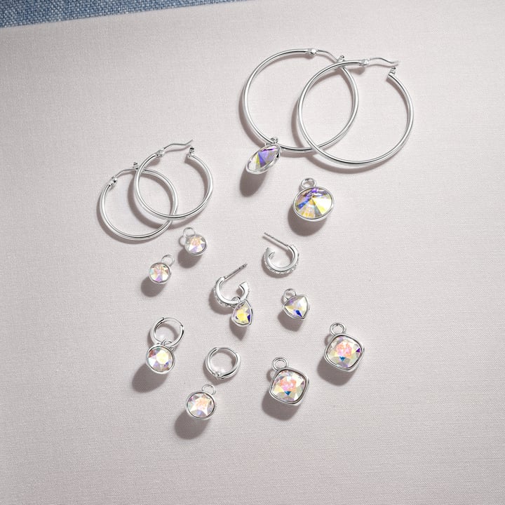 Bella 2 Carat Mix Charms with Crystal Aurore Boreale Swarovski Crystals Rhodium Plated