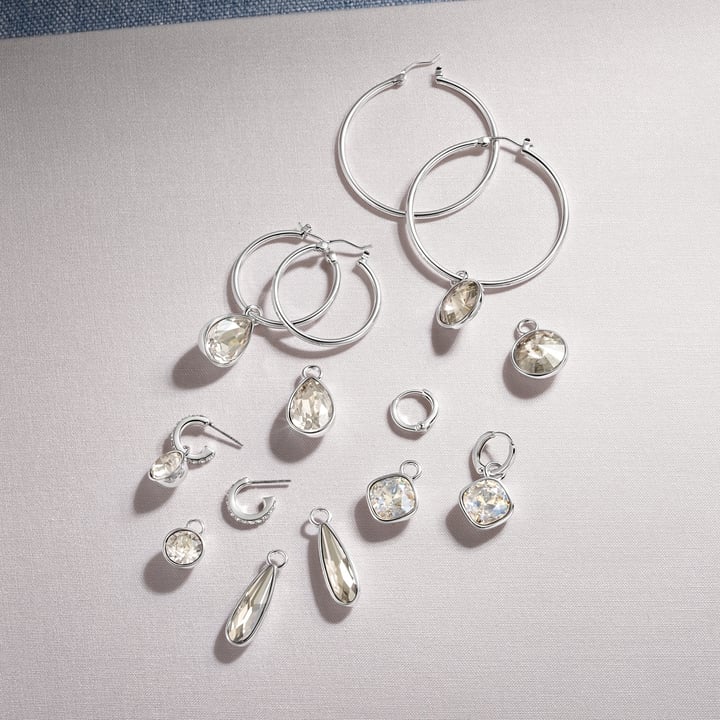 Bella 1 Carat Mix Charms with Clear Swarovski Crystals Rhodium Plated