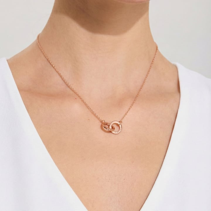 Personalised Interlocking Mini Double Circles Necklace in Sterling Silver