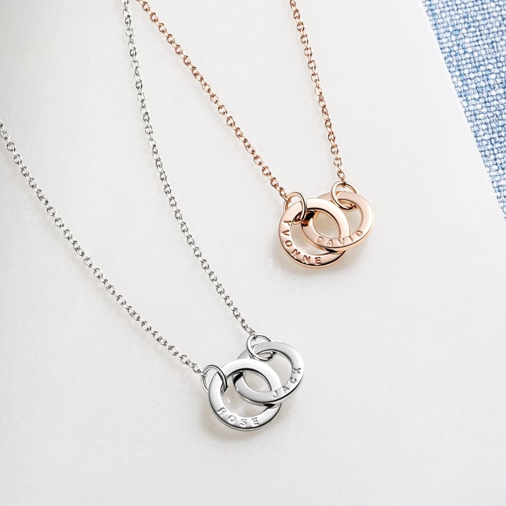Personalised Interlocking Mini Double Circles Necklace in Sterling Silver