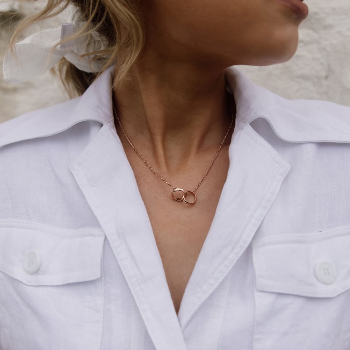 Personalised Devotion Engraved interlocking Necklace in Sterling Silver