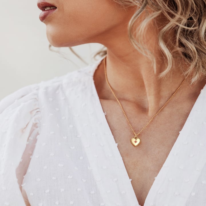 Personalised Crystal Open Heart Necklace in Sterling Silver