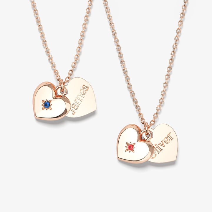 Personalised Crystal Open Heart Necklace in Sterling Silver