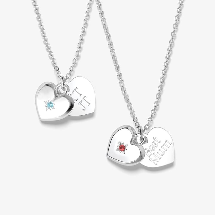 Personalised Crystal Open Heart Necklace in Sterling Silver