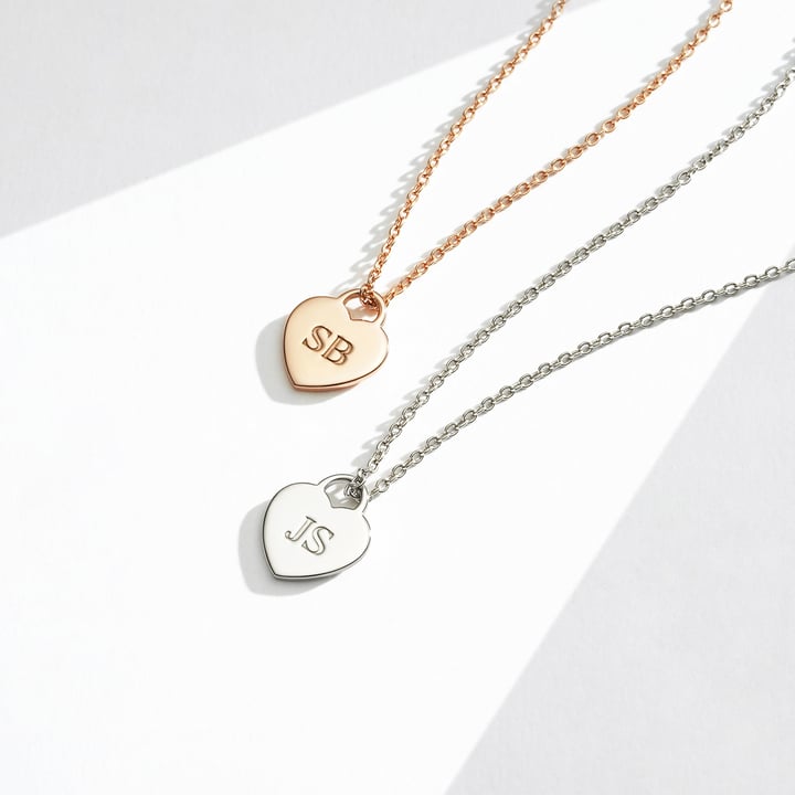 Personalised Heart Plate Necklace in Sterling Silver