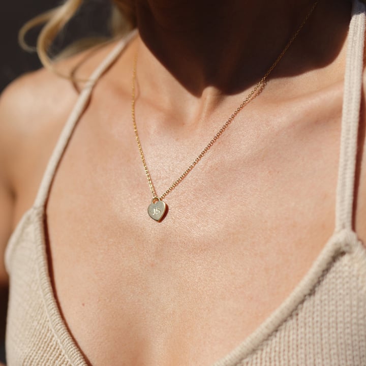 Personalised Heart Plate Necklace in Sterling Silver