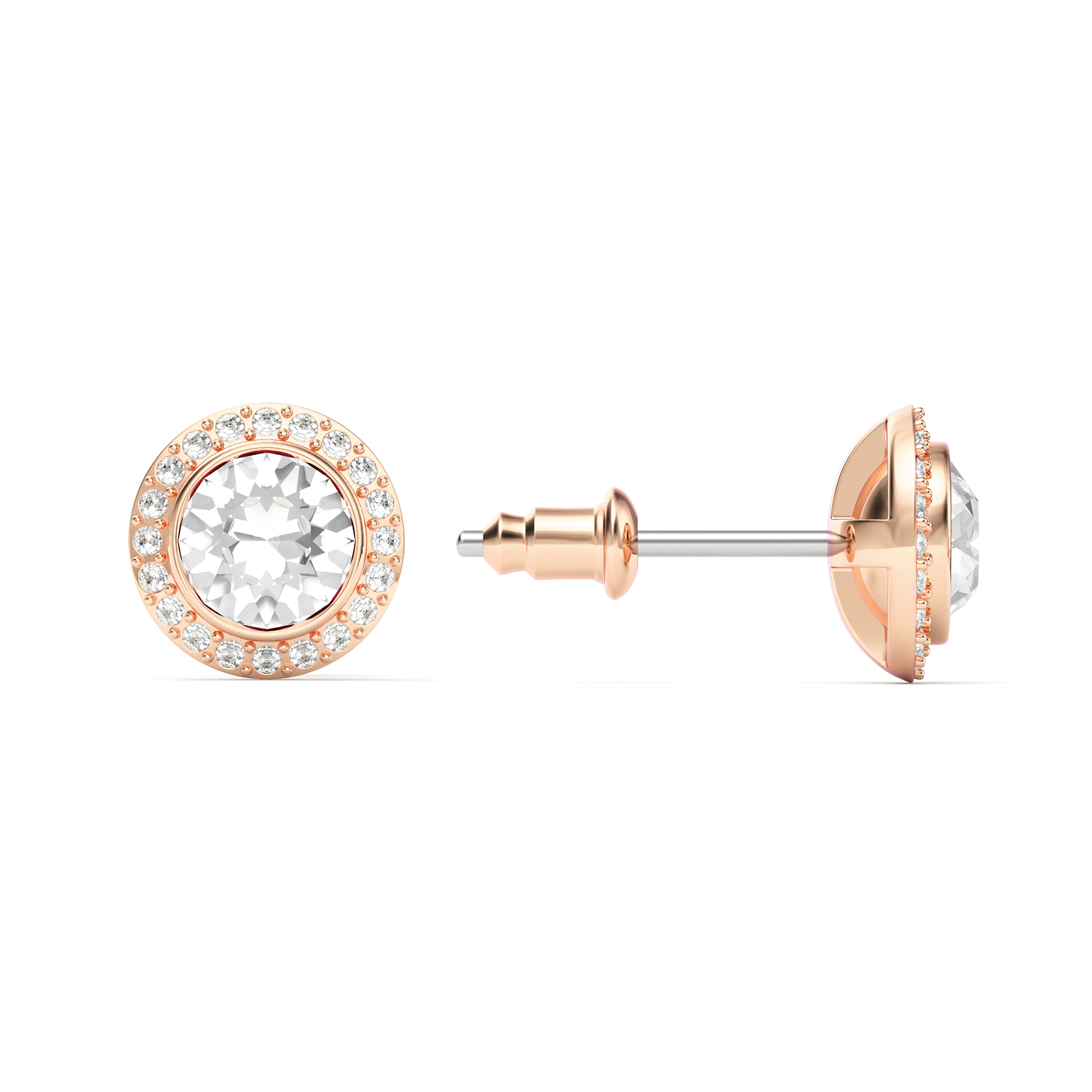 Angelic Stud Earrings Clear Crystals Rose Gold Plated