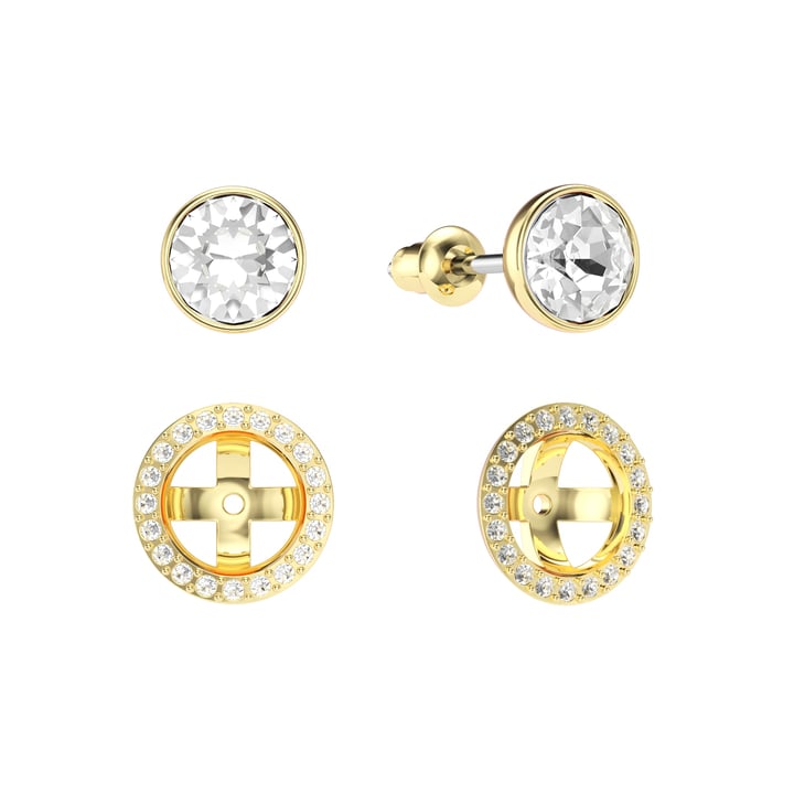 Angelic Stud Earrings Clear Crystals Gold Plated
