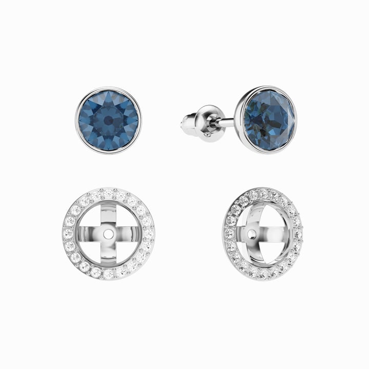 Angelic Stud Earrings Denim Blue Crystals Rhodium Plated