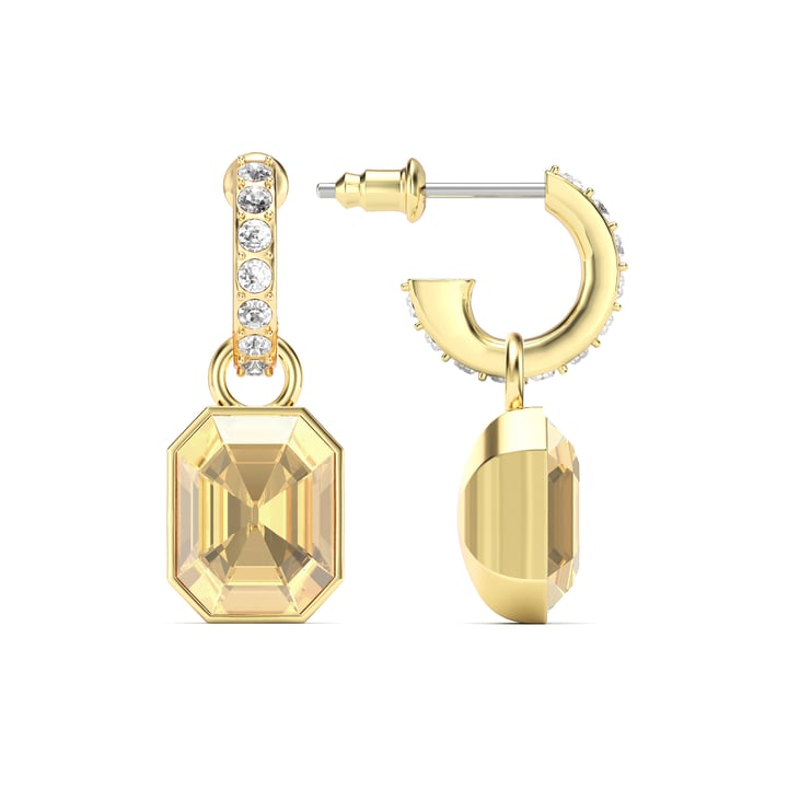 Octagon Drop Earrings Crystal Golden Shadow Crystals Gold Plated