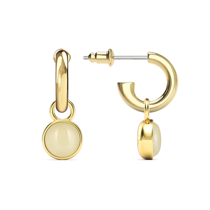 Round Cabochon Drop Earrings Amazonite Gold Plated