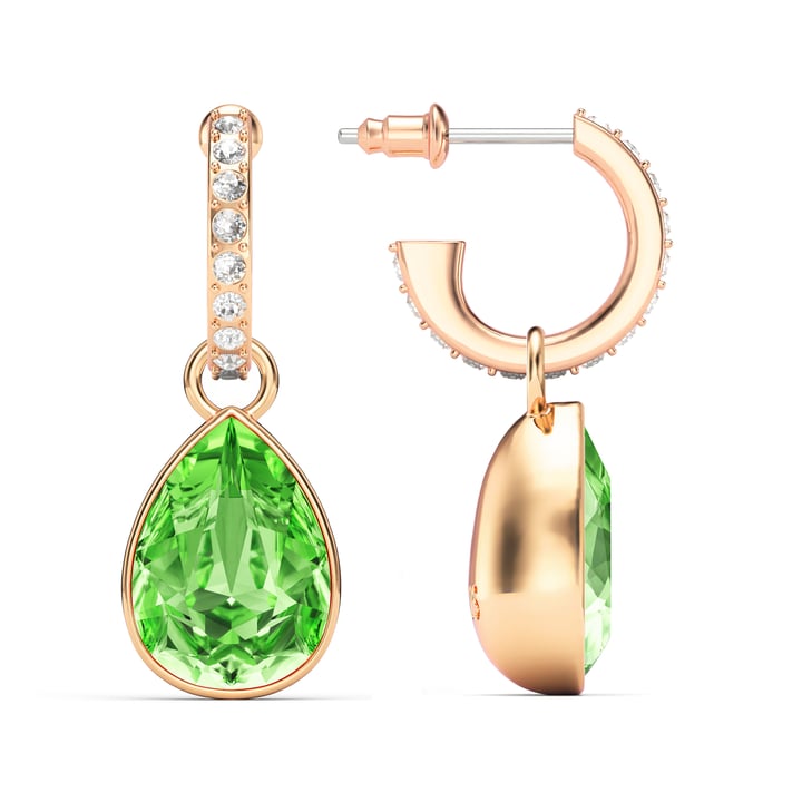 Statement Teardrop Peridot Crystals Drop Earrings Rose Gold Plated