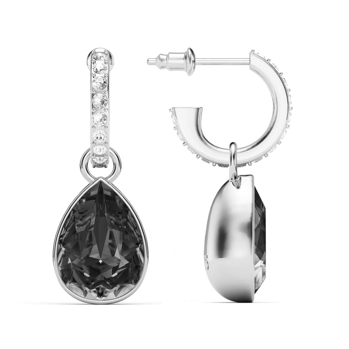 Statement Teardrop Crystal Silver Night Crystals Drop Earrings Rhodium Plated
