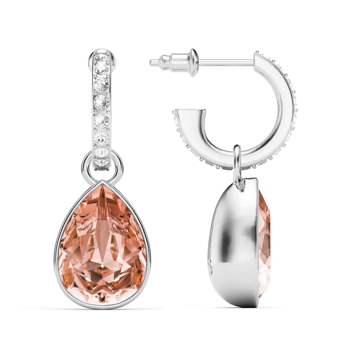 Statement Teardrop Vintage Rose Crystals Drop Earrings Rhodium Plated