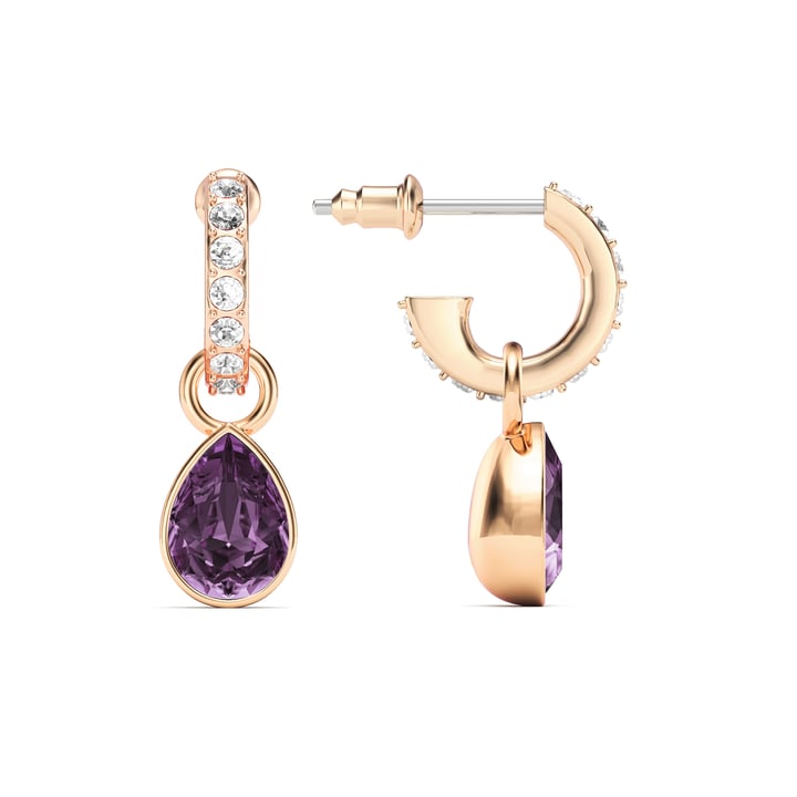 Petite Teardrop Iris Crystals Drop Earrings Rose Gold Plated