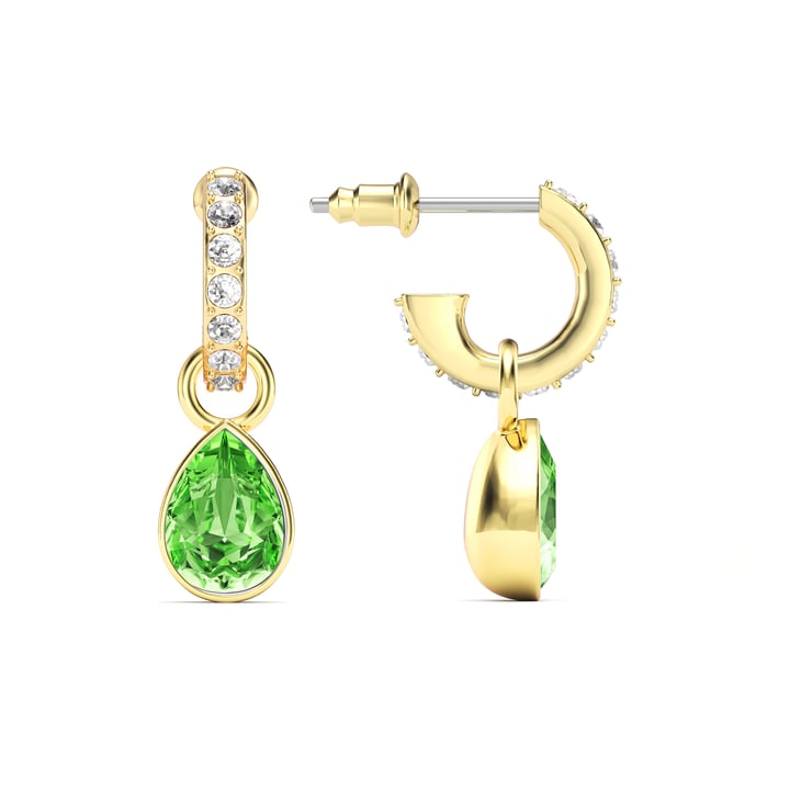 Petite Teardrop Peridot Crystals Drop Earrings Gold Plated