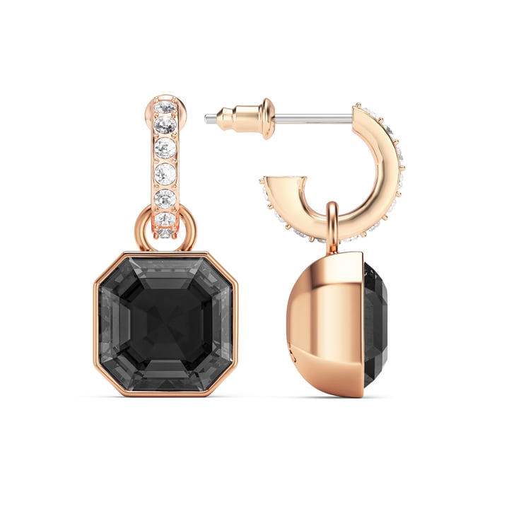 Asscher Mix Charms and Eternity 11mm Carrier Earrings Set Crystal Silver Night Rose Gold Plated