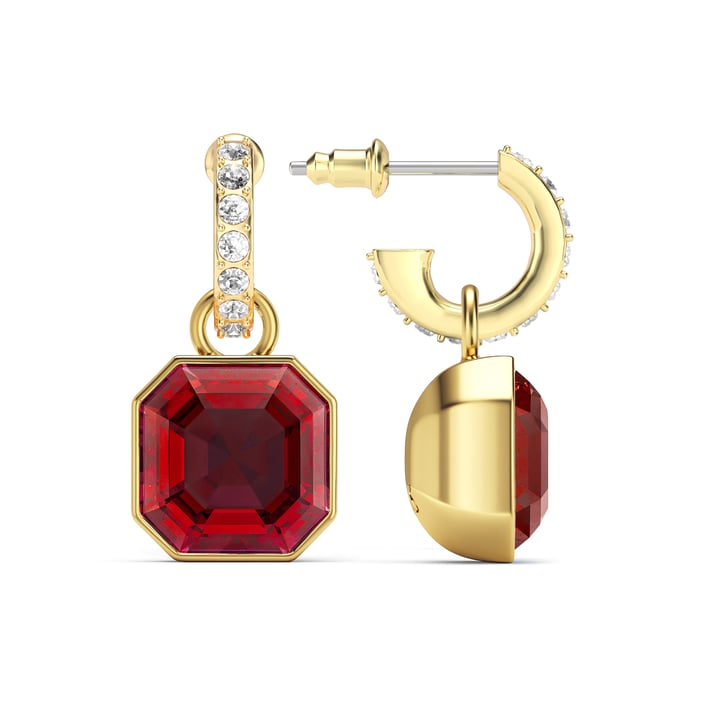 Asscher Mix Charms and Eternity 11mm Carrier Earrings Set Scarlet Gold Plated
