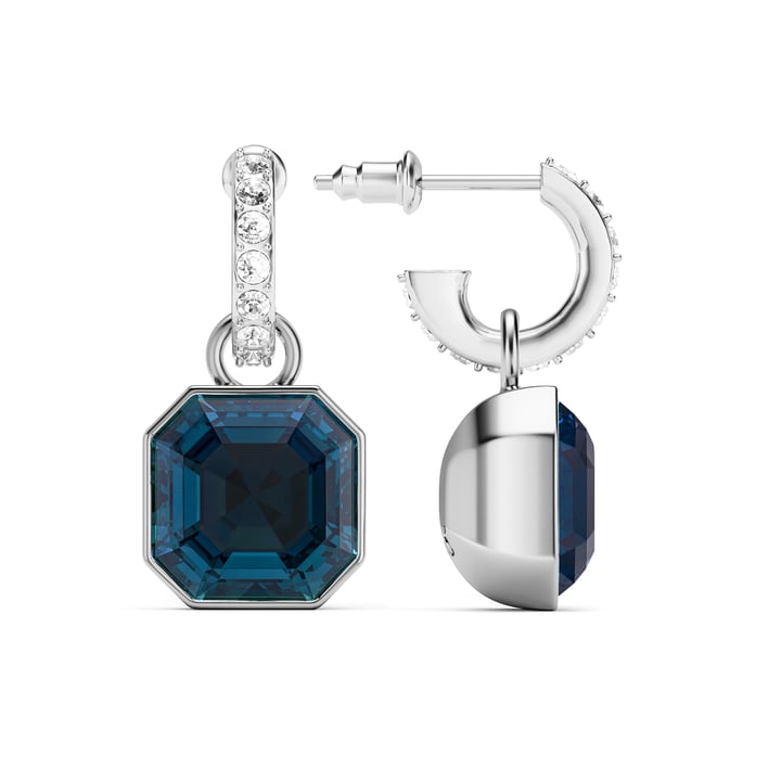 Asscher Mix Charms and Eternity 11mm Carrier Earrings Set Montana Rhodium Plated