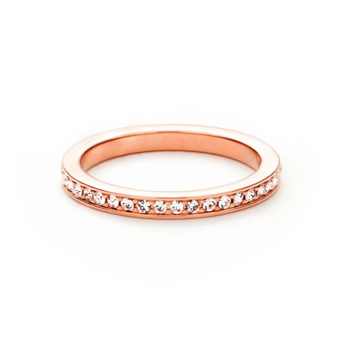 Eternity Stackable Ring Petite Round Clear Crystals 5 Sizes Rose Gold Plated
