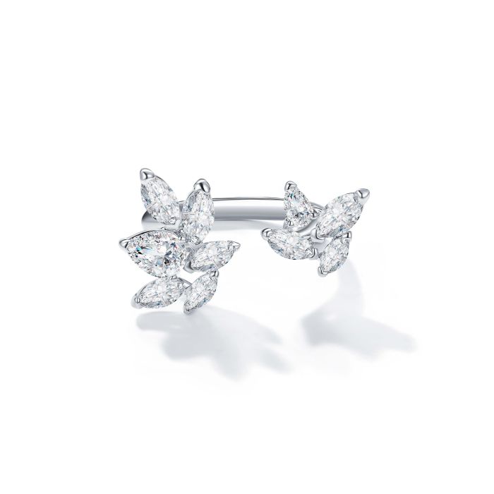 Louison Open Ring with Clear CZ Rhodium Plated