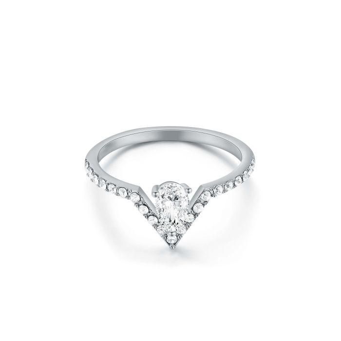 Vika Ring with Clear Swarovski Crystals Rhodium Plated
