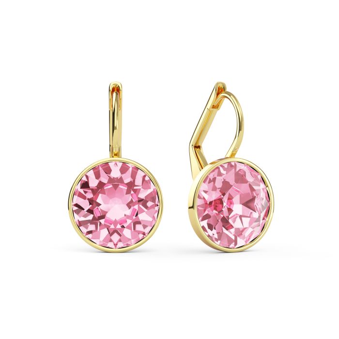 Bella Earrings with 4 Carat Light Rose Crystals Gold Plated