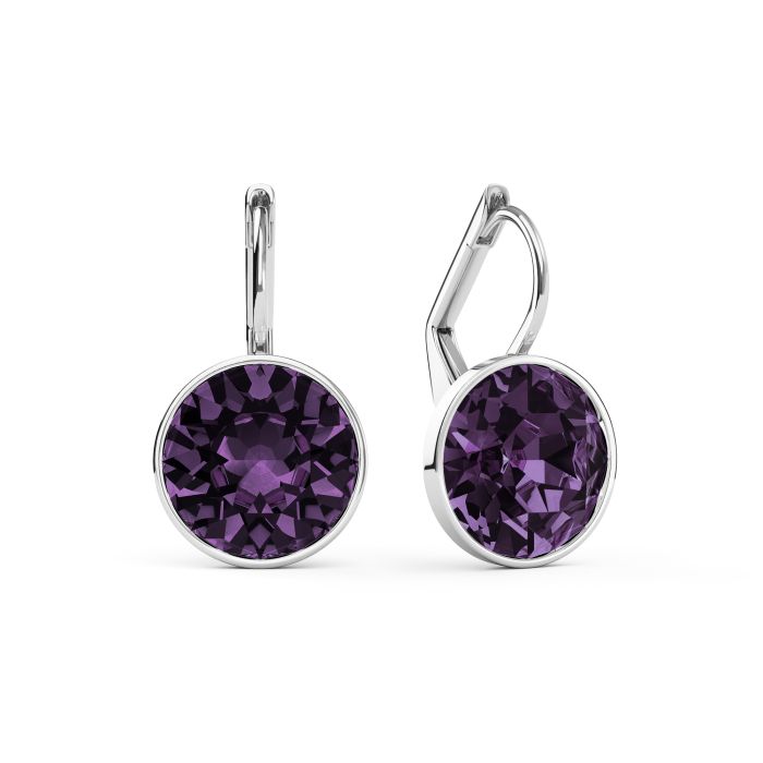 Bella Earrings with 4 Carat Iris Crystals Rhodium Plated